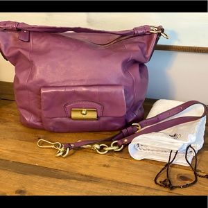 Coach Kristin Large Purple Leather Hobo Bag